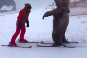 ayi-ve-penguen-ile-uludag’da-kayak-yapti,-ortaya-renkli-goruntuler-cikti