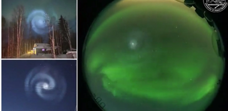 Alaska’da gökyüzünde devasa gizemli bir sarmal göründü: Bilim insanları nedenini açıkladı