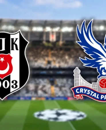 Beşiktaş-Crystal Palace - Beşiktaş ve Crystal Palace logoları stadyum zemininde