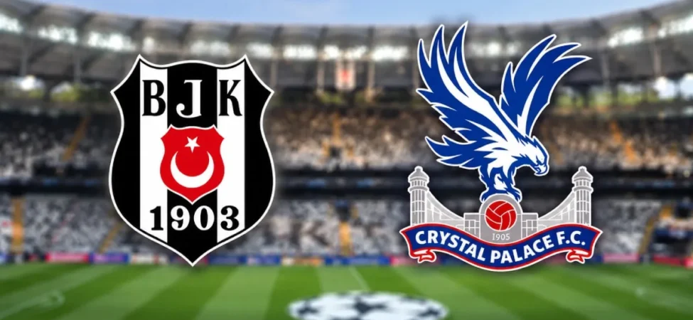 Beşiktaş-Crystal Palace - Beşiktaş ve Crystal Palace logoları stadyum zemininde
