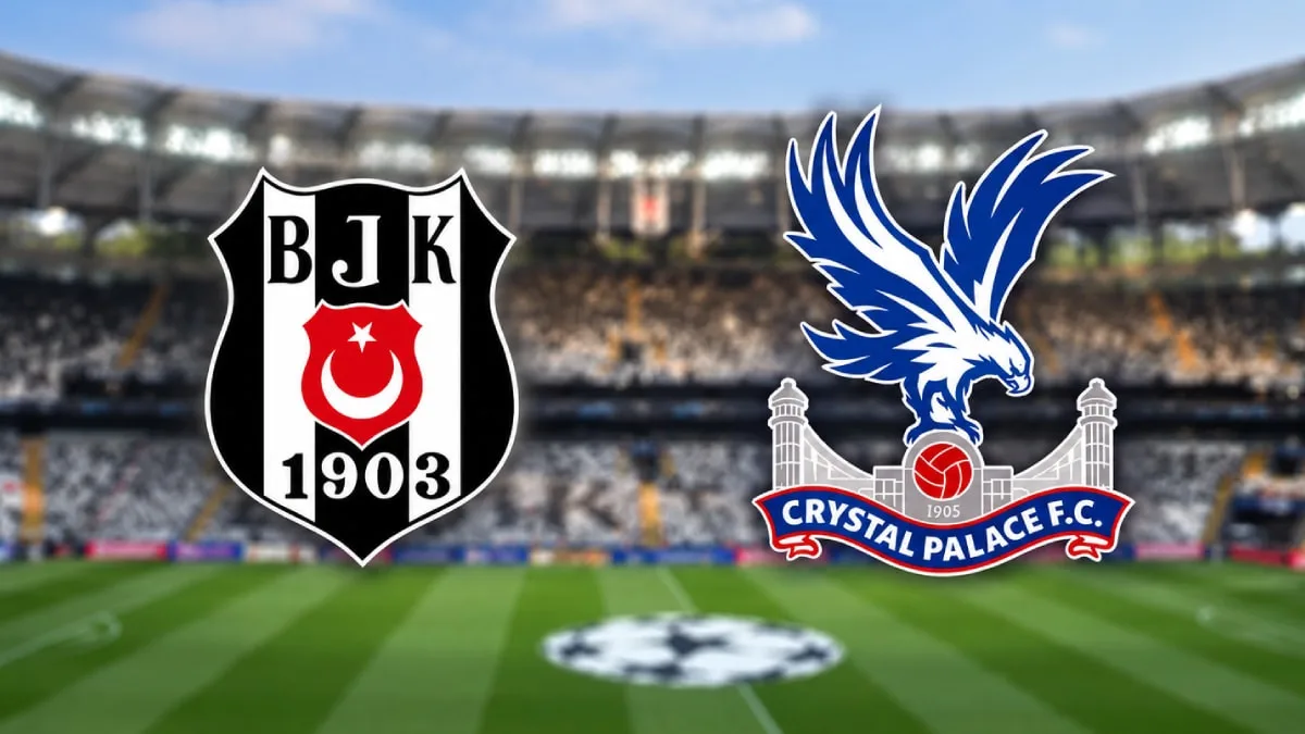 Beşiktaş-Crystal Palace - Beşiktaş ve Crystal Palace logoları stadyum zemininde